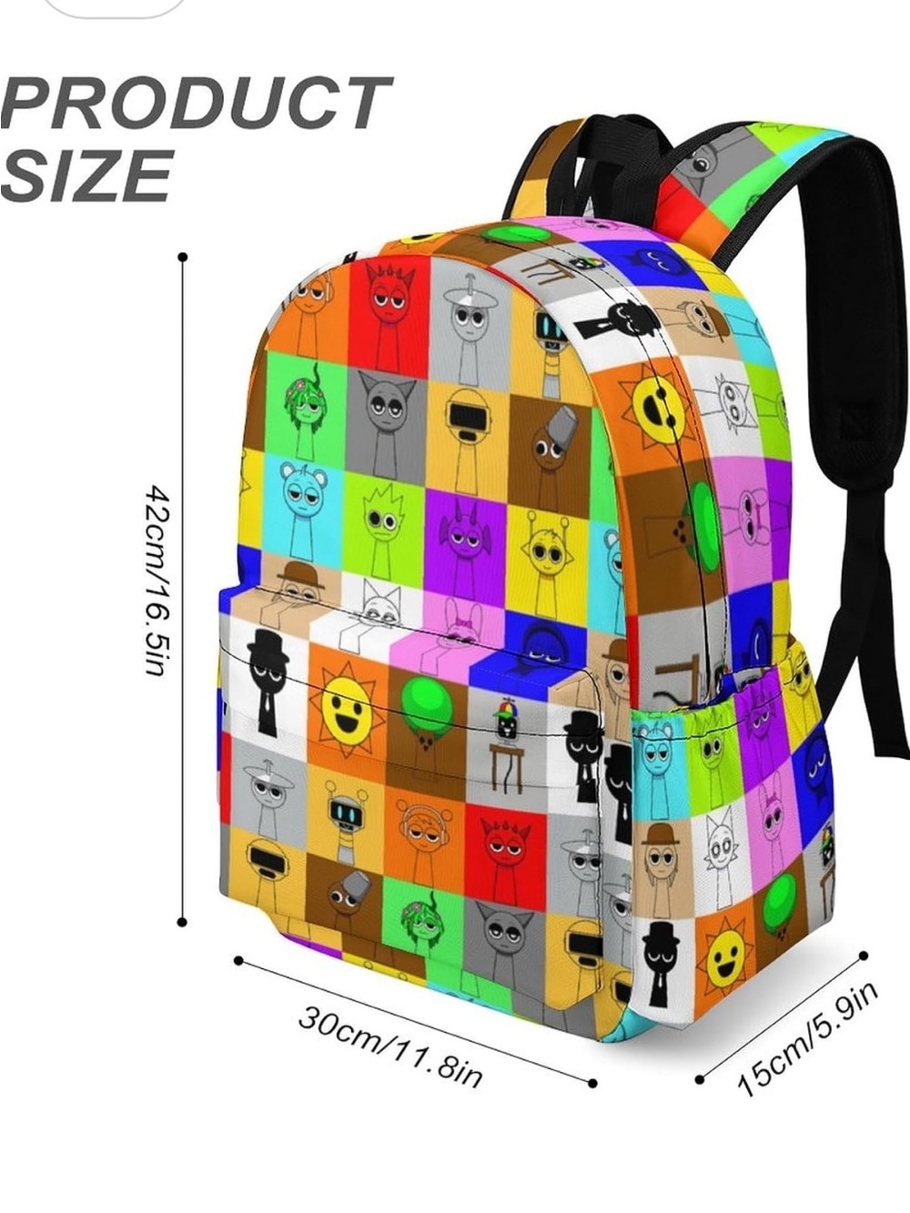 Kids Colorful Character Patchwork Backpack - Multicolor - Picture 3 of 7